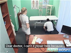 fake polyclinic Hired handyman jizzes all over nurses booty