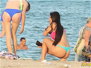 spycam Beach super-steamy Blue bathing suit thong inexperienced teen movie